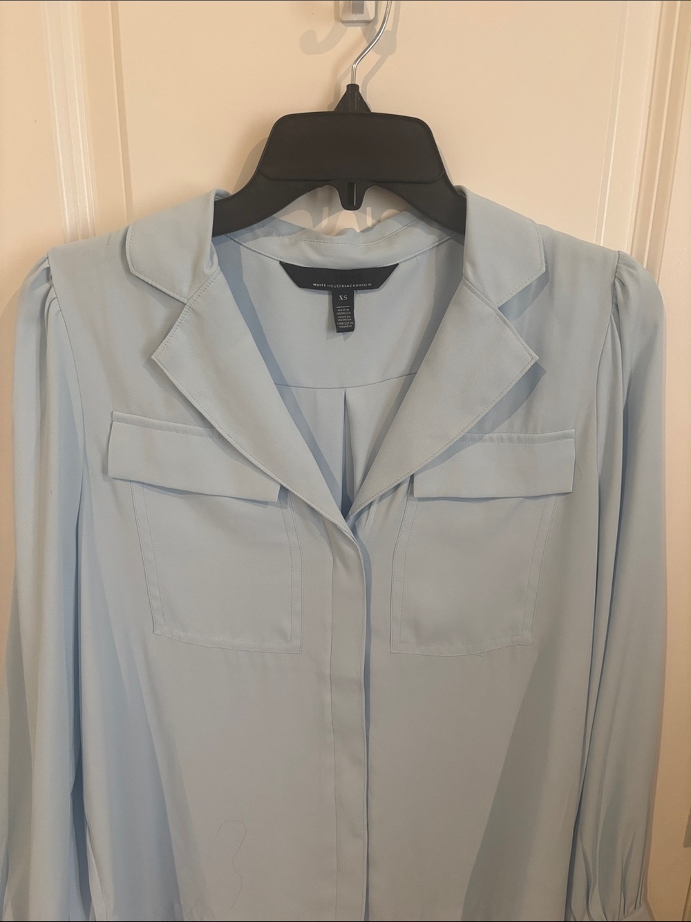 White House Black Market Pale Blue Button-Front Blouse